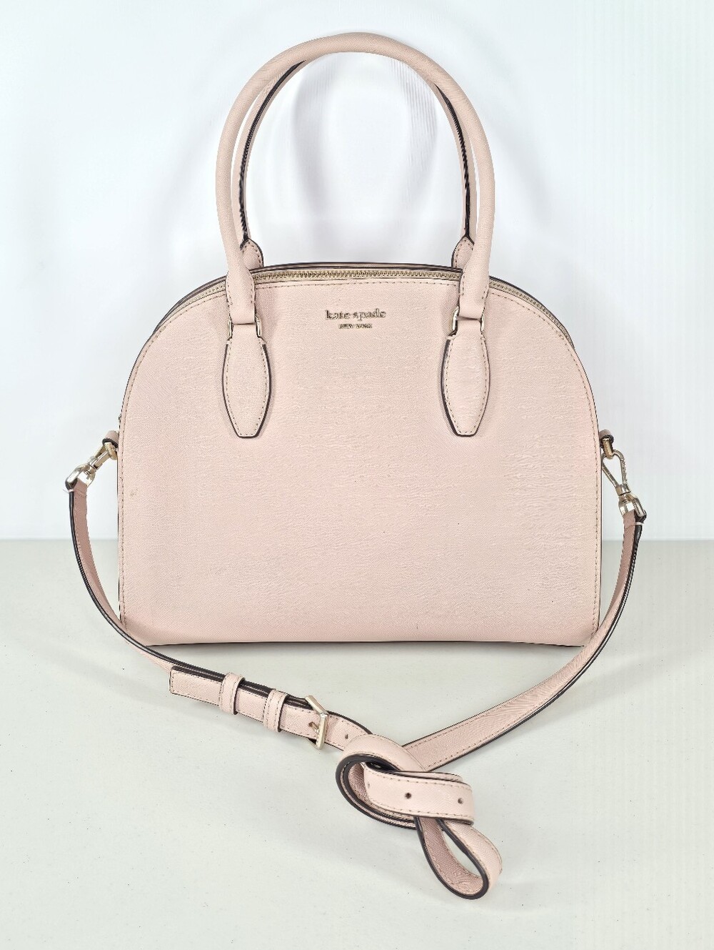 Kate Spade Reiley Large Dome Satchel Blush Pink Saffiano Leather Crossbody